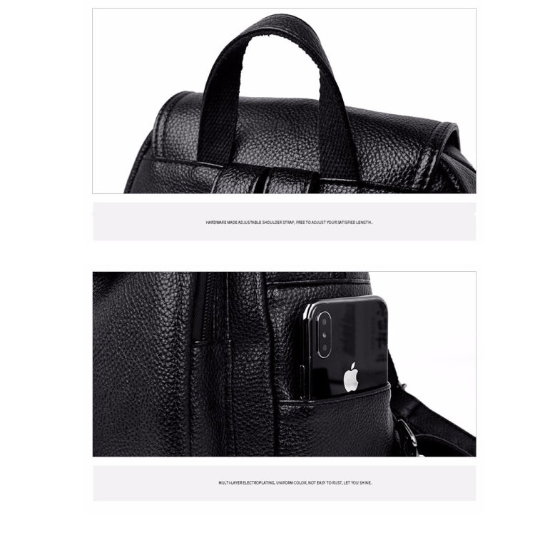 Large Capacity PU Leather Litchi Texture Backpack Handbag Shoulder Bag