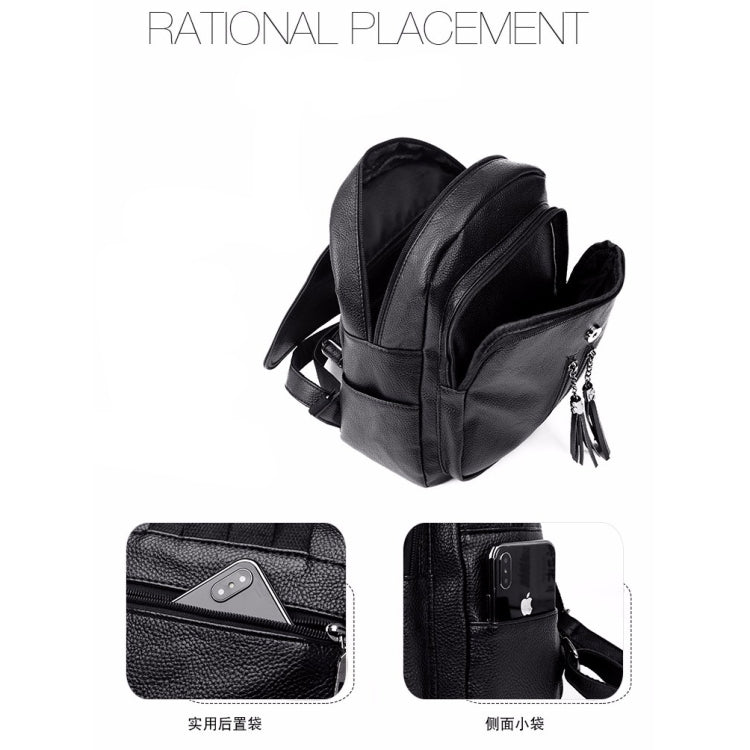 Large Capacity PU Leather Litchi Texture Backpack Handbag Shoulder Bag