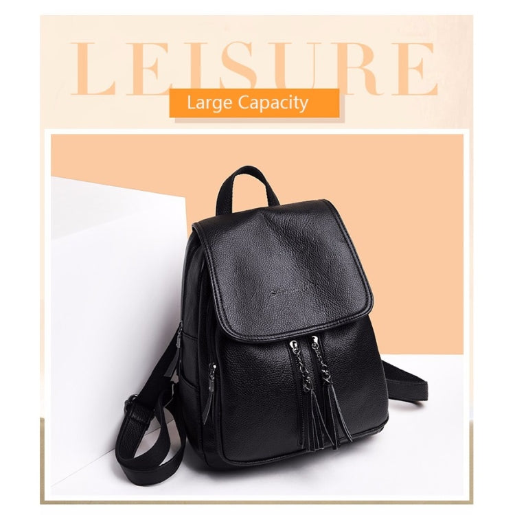 Large Capacity PU Leather Litchi Texture Backpack Handbag Shoulder Bag