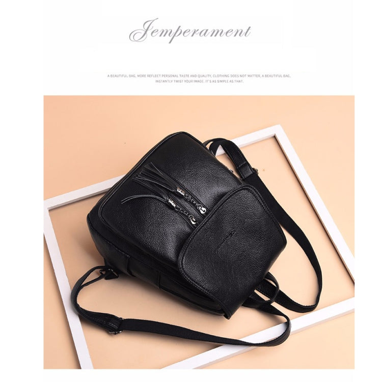 Large Capacity PU Leather Litchi Texture Backpack Handbag Shoulder Bag