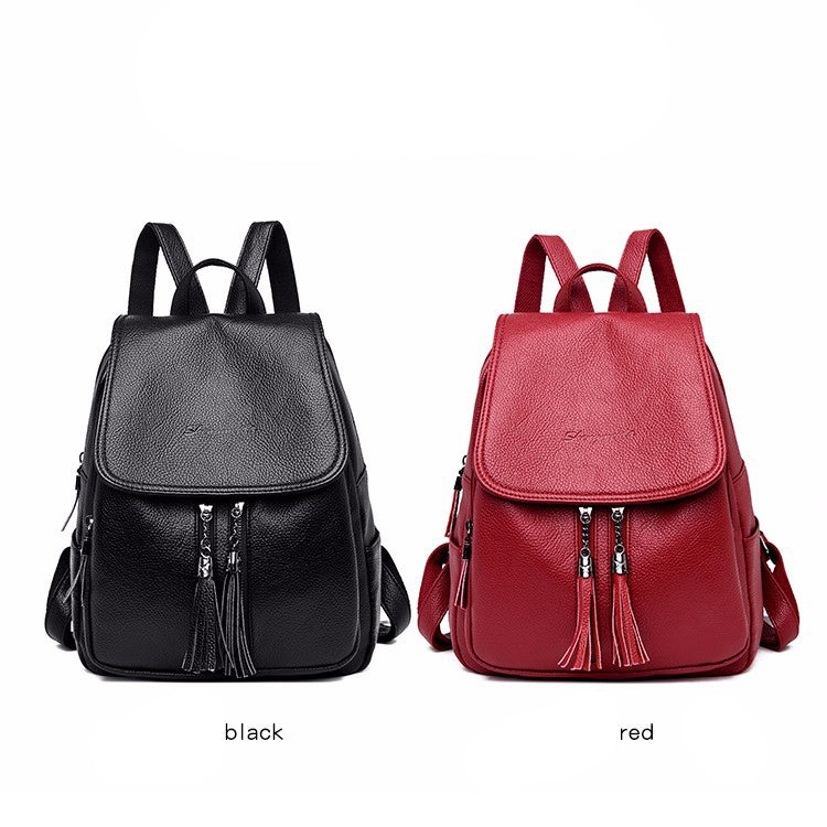Large Capacity PU Leather Litchi Texture Backpack Handbag Shoulder Bag