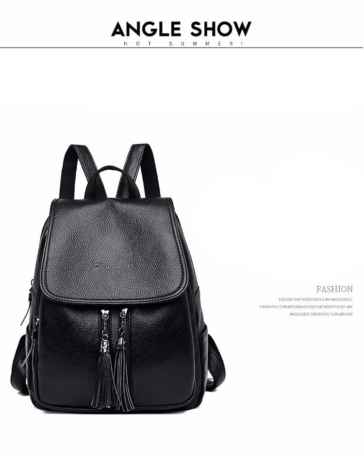 Large Capacity PU Leather Litchi Texture Backpack Handbag Shoulder Bag