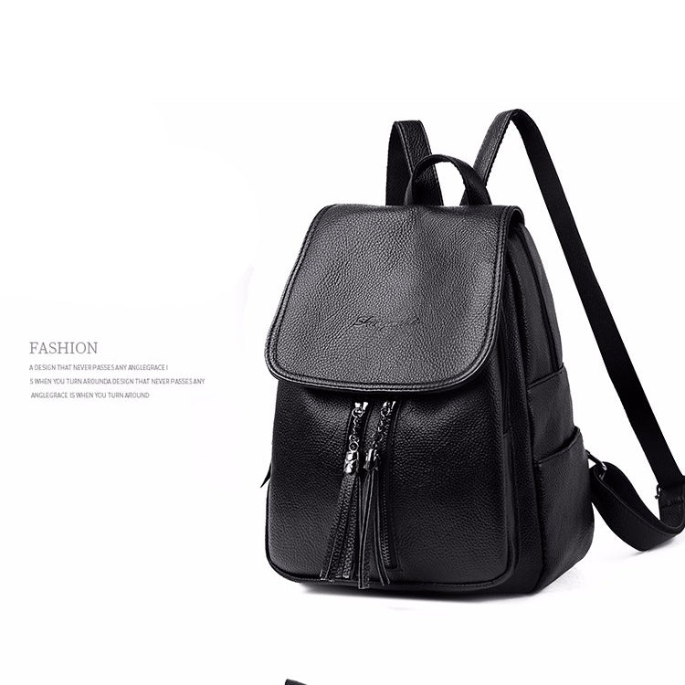 Large Capacity PU Leather Litchi Texture Backpack Handbag Shoulder Bag