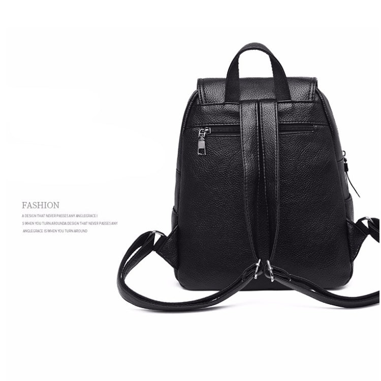 Large Capacity PU Leather Litchi Texture Backpack Handbag Shoulder Bag