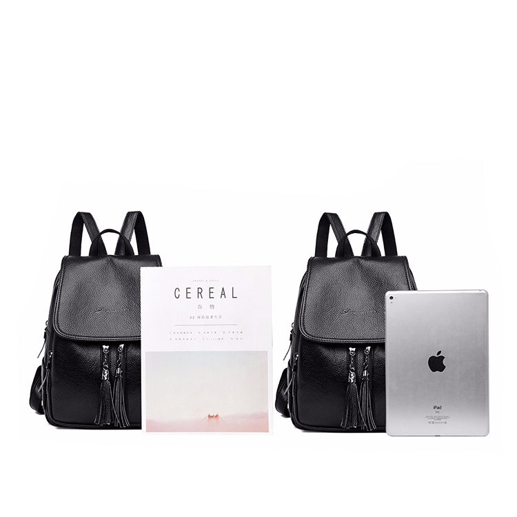 Large Capacity PU Leather Litchi Texture Backpack Handbag Shoulder Bag