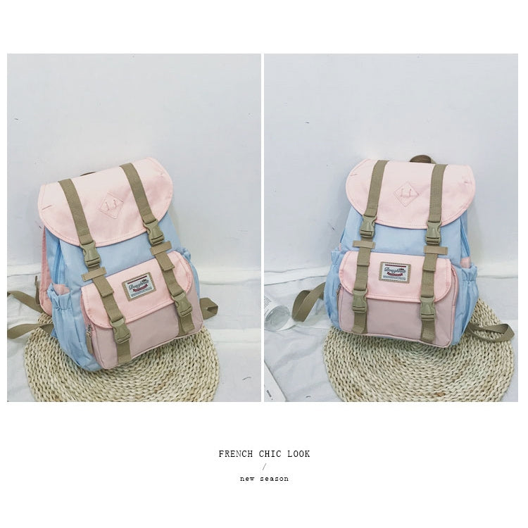 Splicing Large-capacity Backpack College Waterproof Couple Shoulder Bag