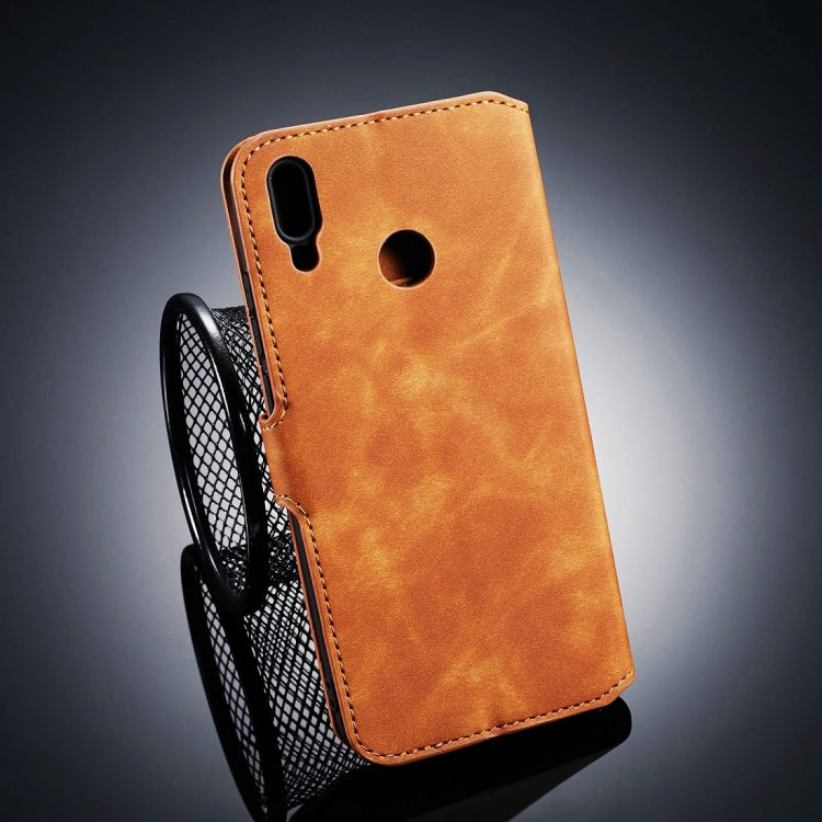DG.MING Retro Oil Side Horizontal Flip Case for Huawei Y9 (2019), with Holder & Card Slots & Wallet