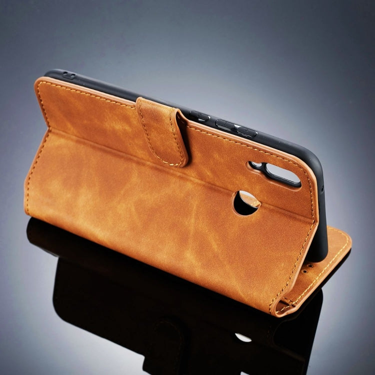 DG.MING Retro Oil Side Horizontal Flip Case for Huawei Y9 (2019), with Holder & Card Slots & Wallet