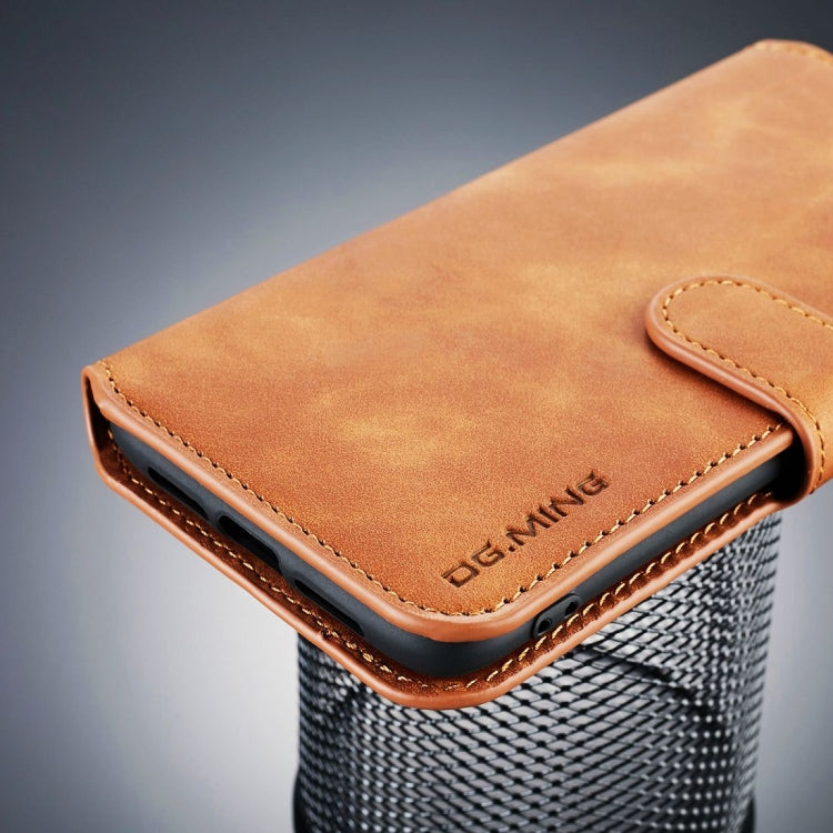 DG.MING Retro Oil Side Horizontal Flip Case for OnePlus 6T, with Holder & Card Slots & Wallet