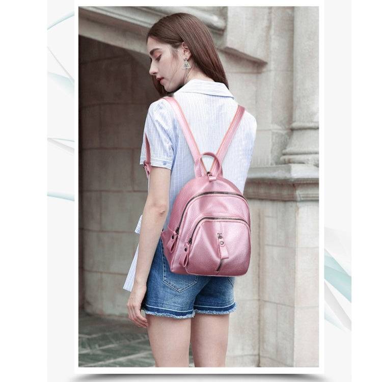 Fashion Casual Ladies Litchi Texture PU Leather Shoulder Bag Backpack Handbag