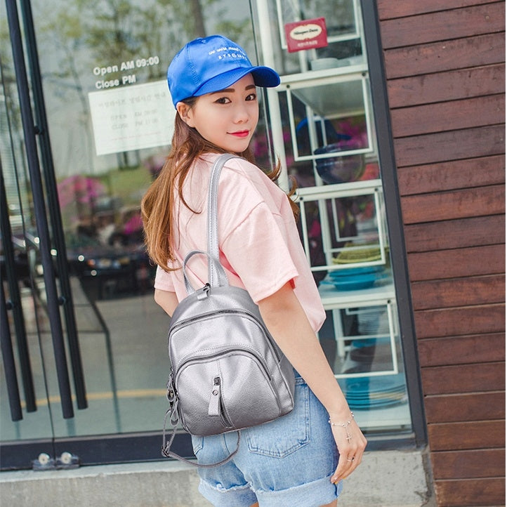 Fashion Casual Ladies Litchi Texture PU Leather Shoulder Bag Backpack Handbag