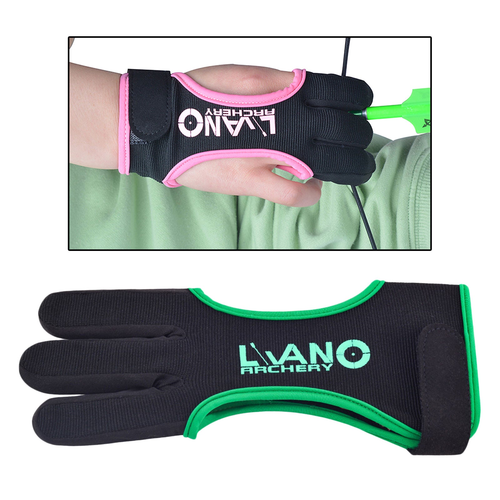 Archery Gloves 3 Finger Leather Glove for Recurve Compound Bow Black XL