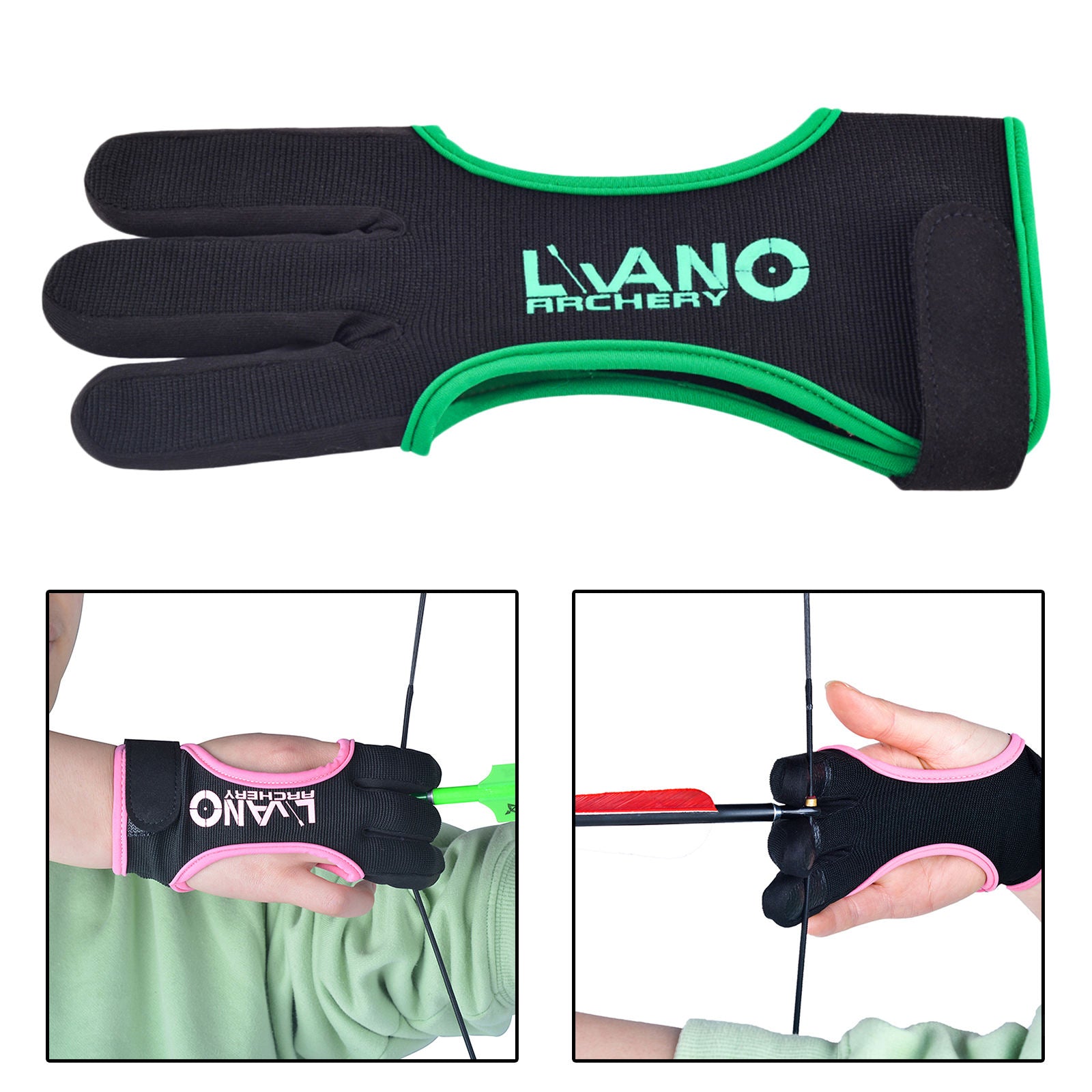 Archery Gloves 3 Finger Leather Glove for Recurve Compound Bow Black XL