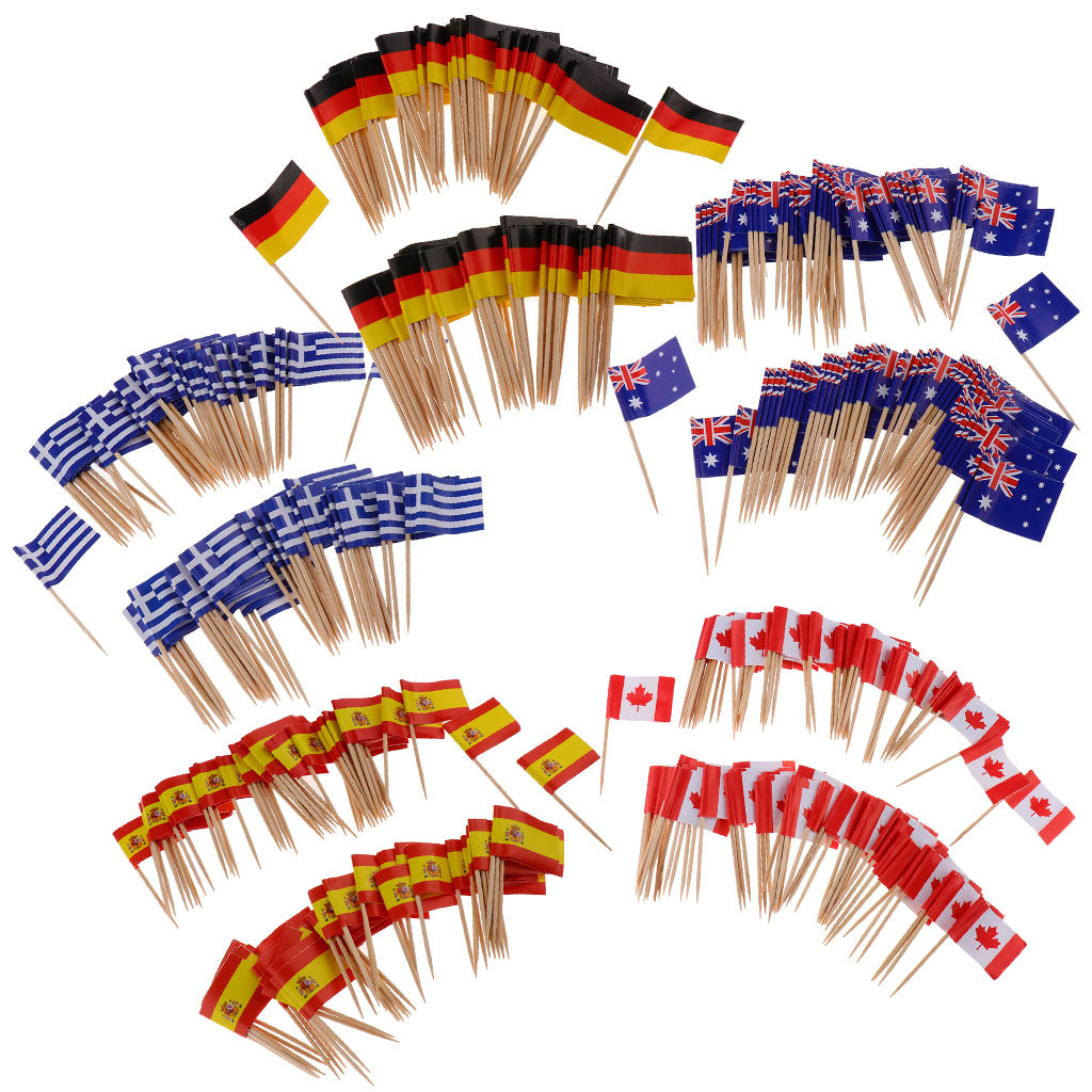 100 x Flag Toothpicks Cake Decoration Flag Toothpicks Decorative - Canada