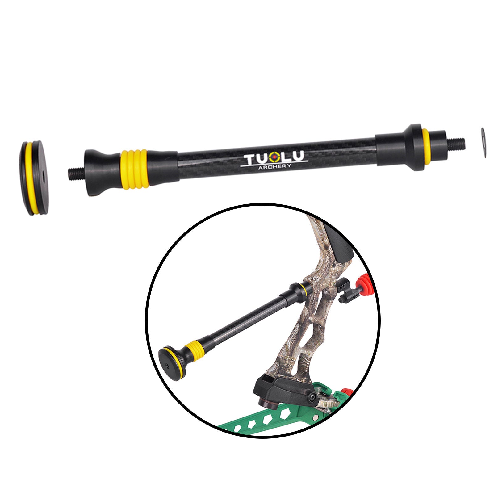 9" Archery Bow Stabilizer Carbon Fiber Balance Bar Shock Absorber Damper