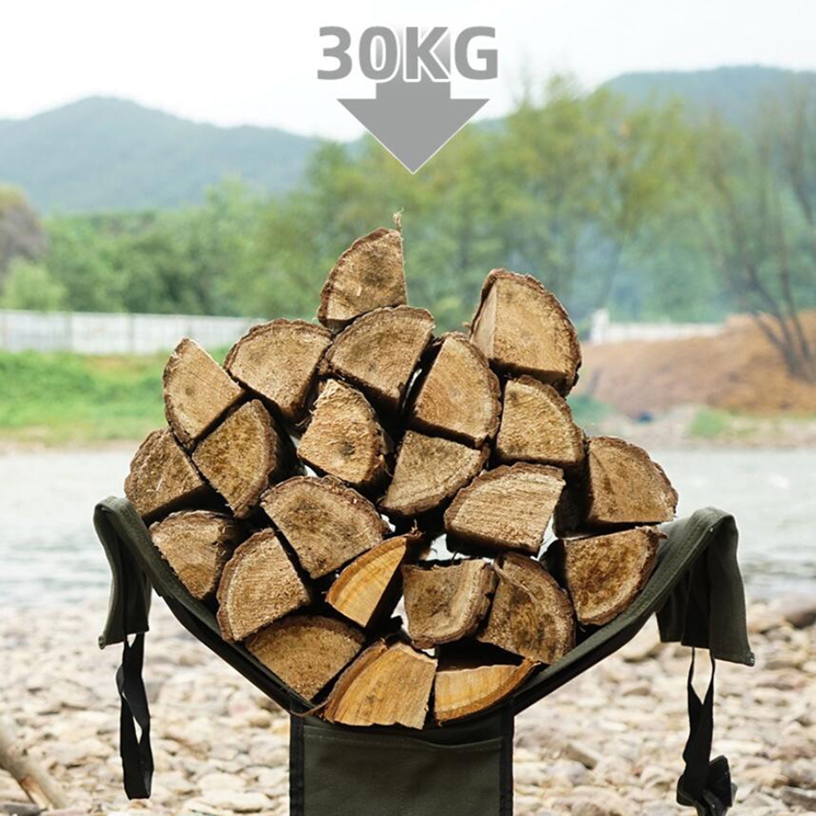 Firewood Log Carrier Tote Bag Handbag w/ Rack for Camping Picnic BBQ Outdoor