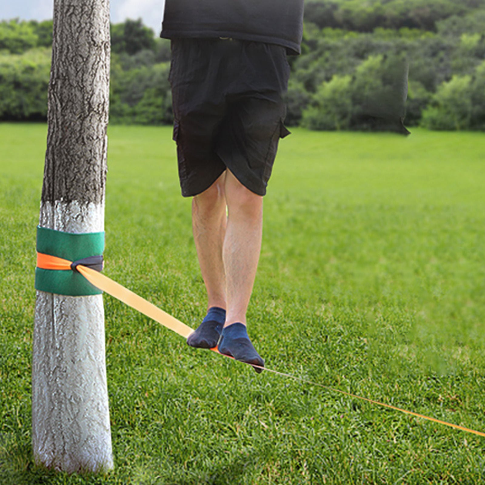 Slackline Kit Classic Safer with Carry Bag Heat Resistance for Backyard