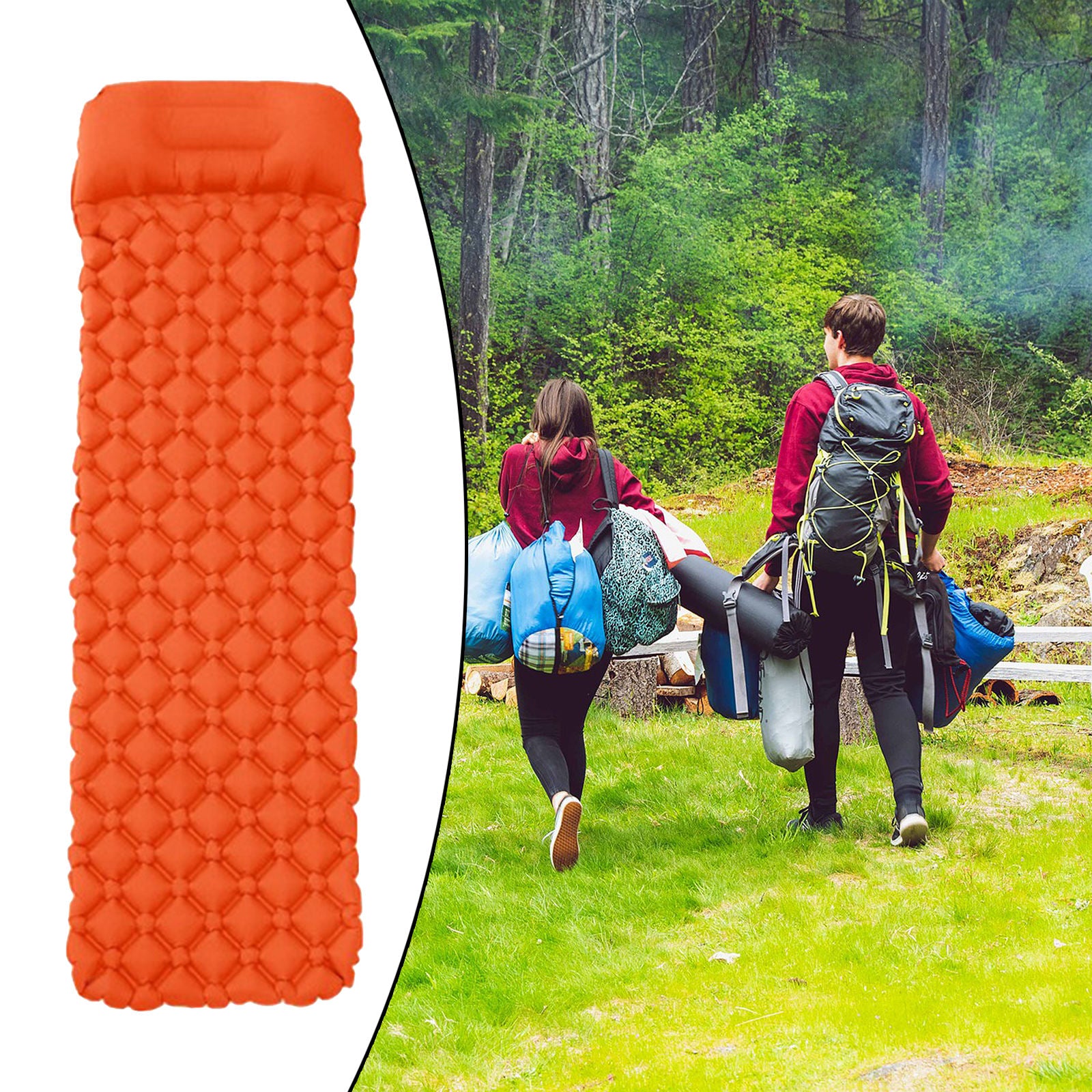 Travel Insulated Sleeping Mat Camping Inflatable Air Mattress without Pillow