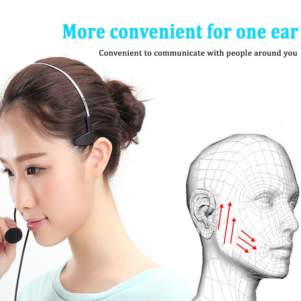 Cell Phone Headset with Microphone, Monaural Mobile Phone Laptop Headphones with