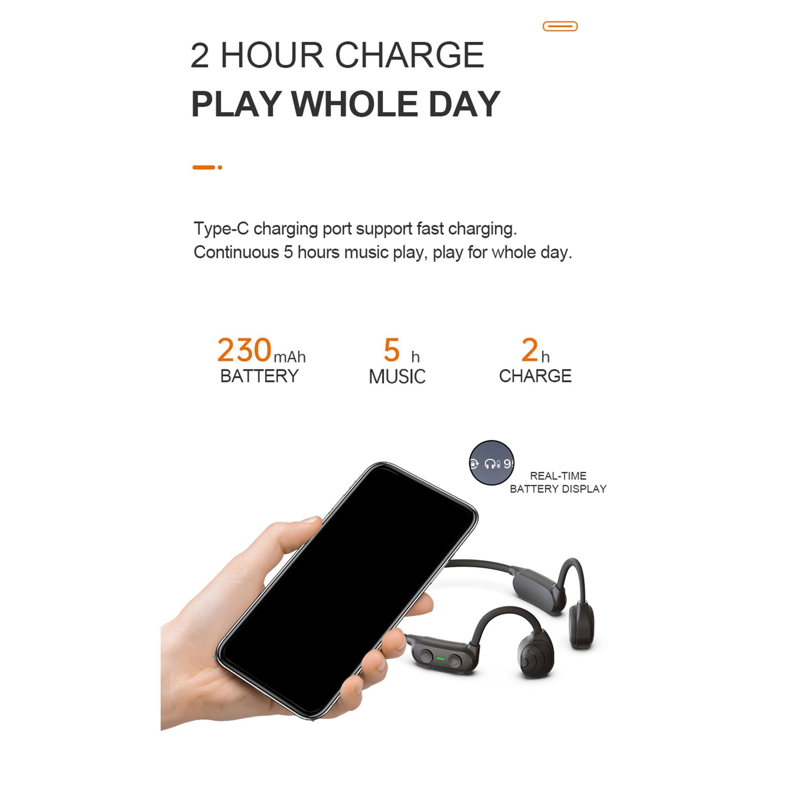 Bluetooth Open Ear Bone Conduction Headphones Earbuds Sports with Microphone