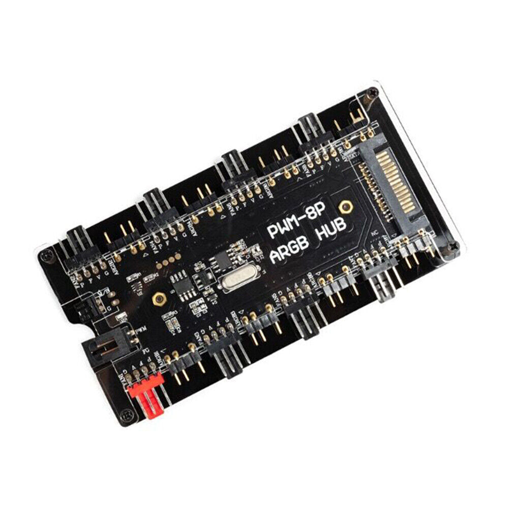Remote Control PWM Fan Hub 8 Port 4-Pin PWM Fan 1 to 8 3-Pin ARGB LED Hub
