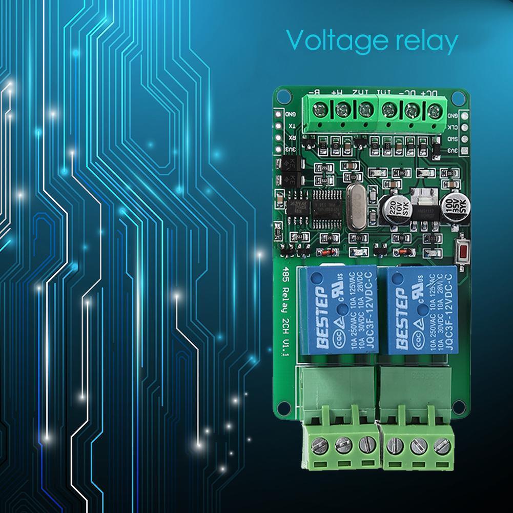 Modbus RTU 2 Way Relay Module Output 2 Channel Switch RS485 TTL 12V Input