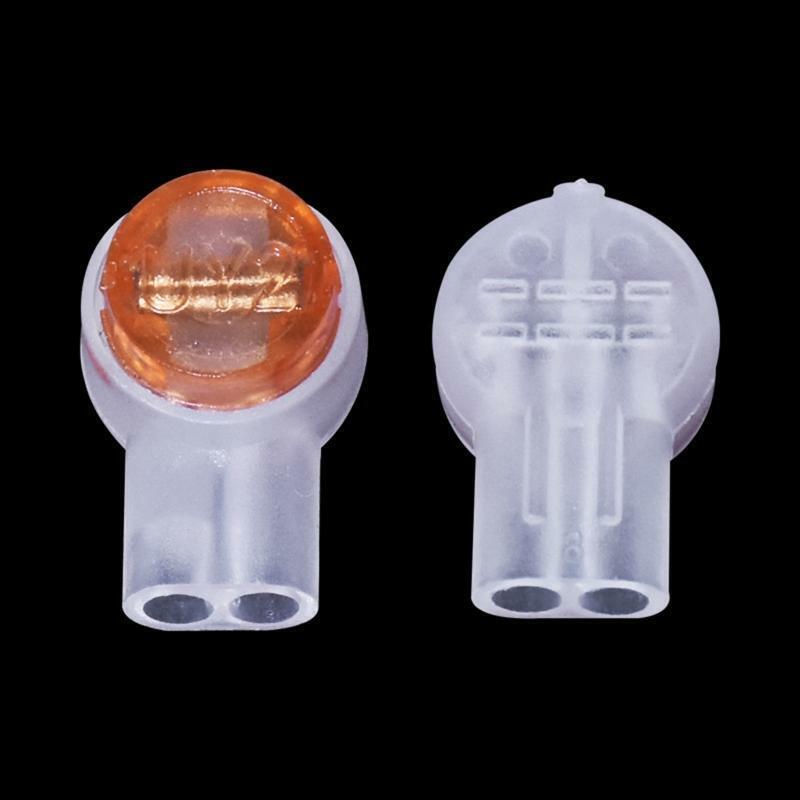 100-Pack 2 Port Crimp Connection Terminals Waterproof Orange Clear K2 Connector