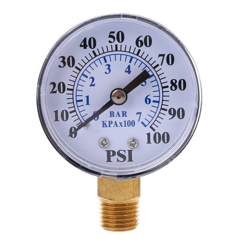 0-100 PSI Pressure Gauge 1/4" NPT 0-7 Bar Sturdy Metal Case Stable Performance