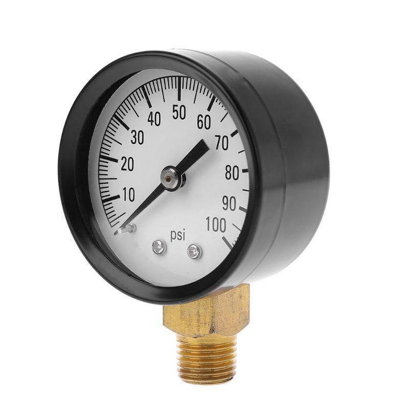0-100 PSI 1/4" Well Pump Pool Spa Filter Water Pressure Gauge Low Lead Side
