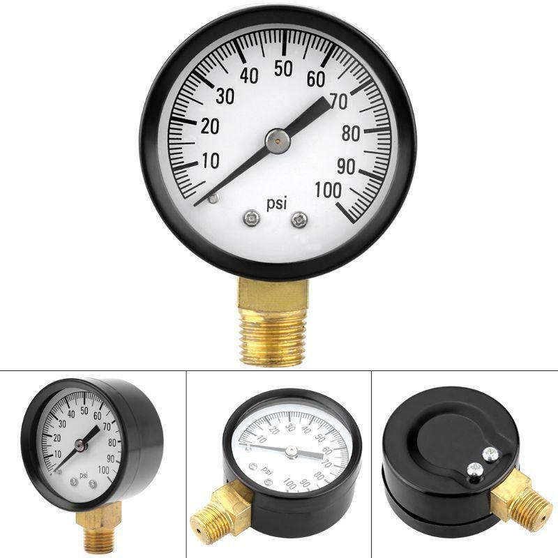 0-100 PSI 1/4" Well Pump Pool Spa Filter Water Pressure Gauge Low Lead Side