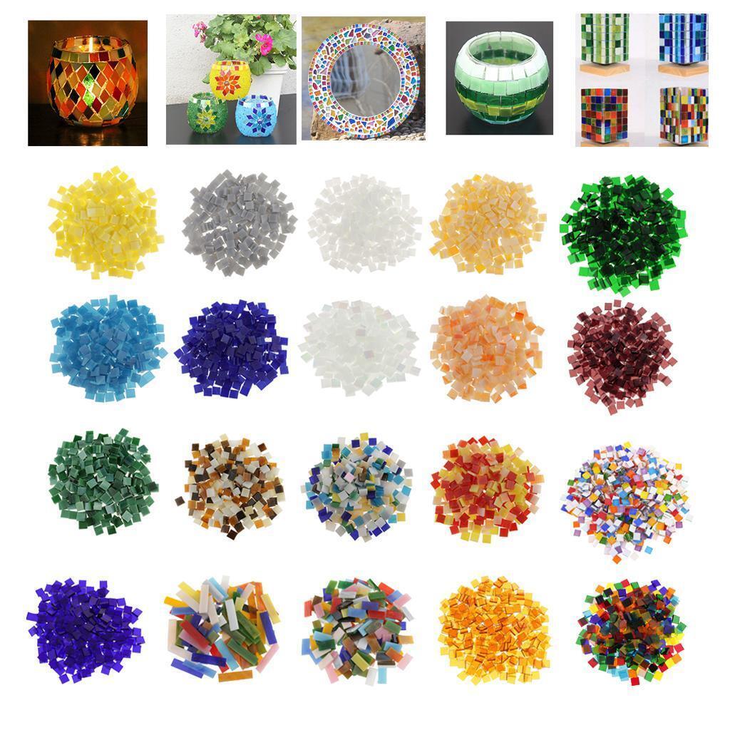 1000 Pieces Vitreous Glass Mosaic Tiles for Arts DIY Crafts