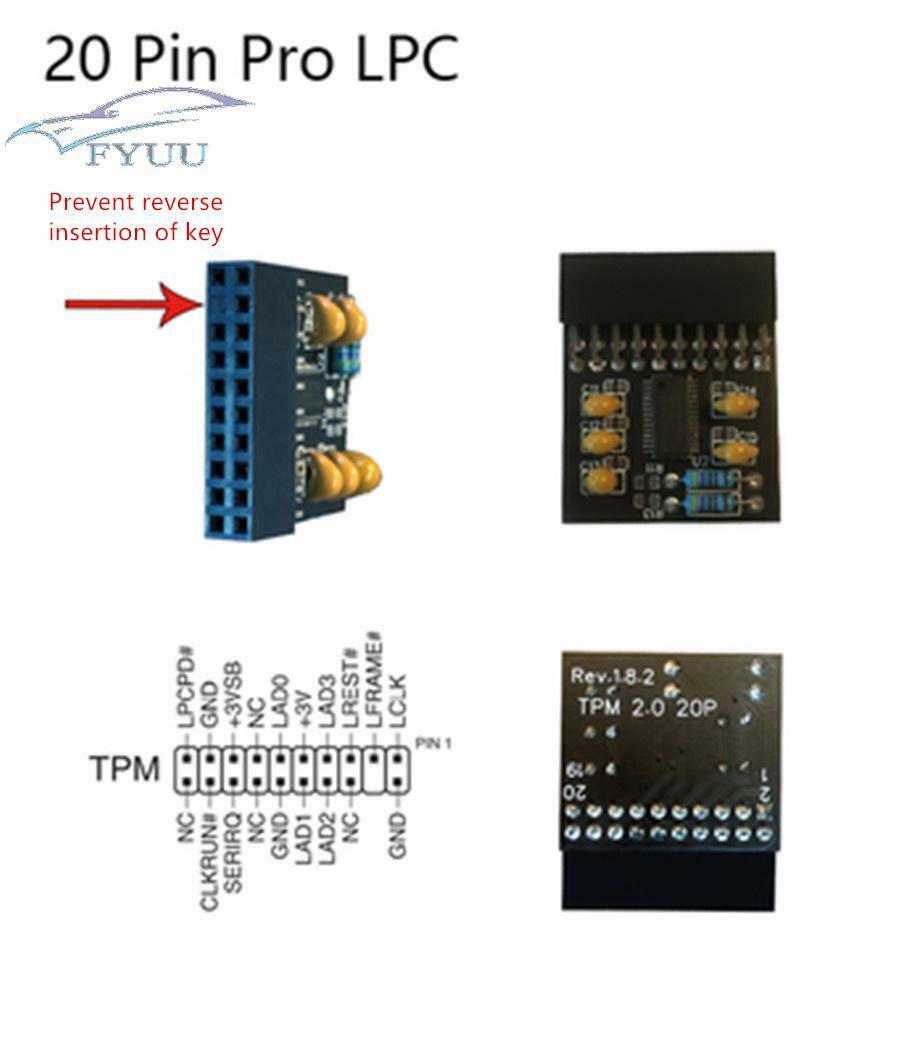 20 Pin Pro LPC TPM 2.0 Module Trusted Platform For ASUS TPM-L R2.0 AOM-TPM-9665V
