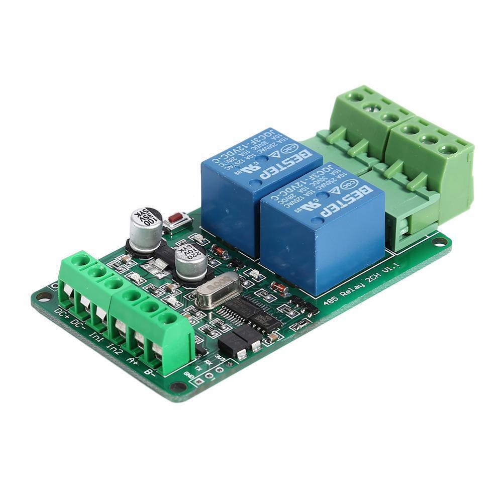 Modbus RTU 2 Way Relay Module Output 2 Channel Switch RS485 TTL 12V Input