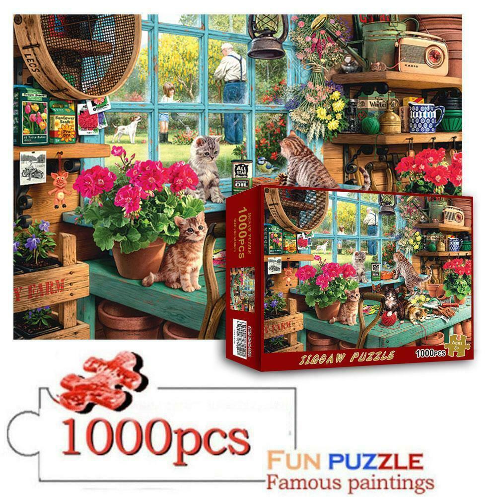 1000 Pieces Jigsaw Puzzles Lovely Cute Cats In the Balcony Animals Games Puzzle