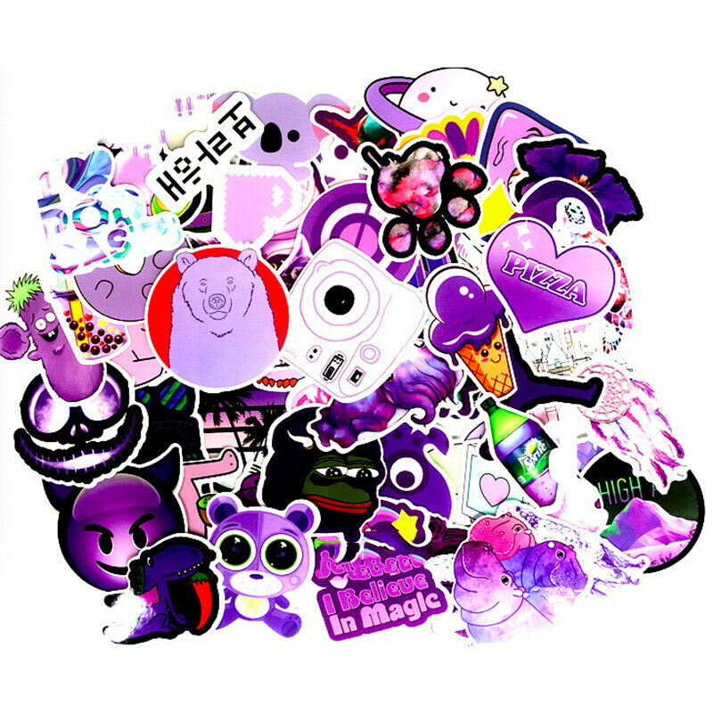 61Pcs Purple Style Fruits & Flowers DIY Decorative Stickers Notebook Decoration