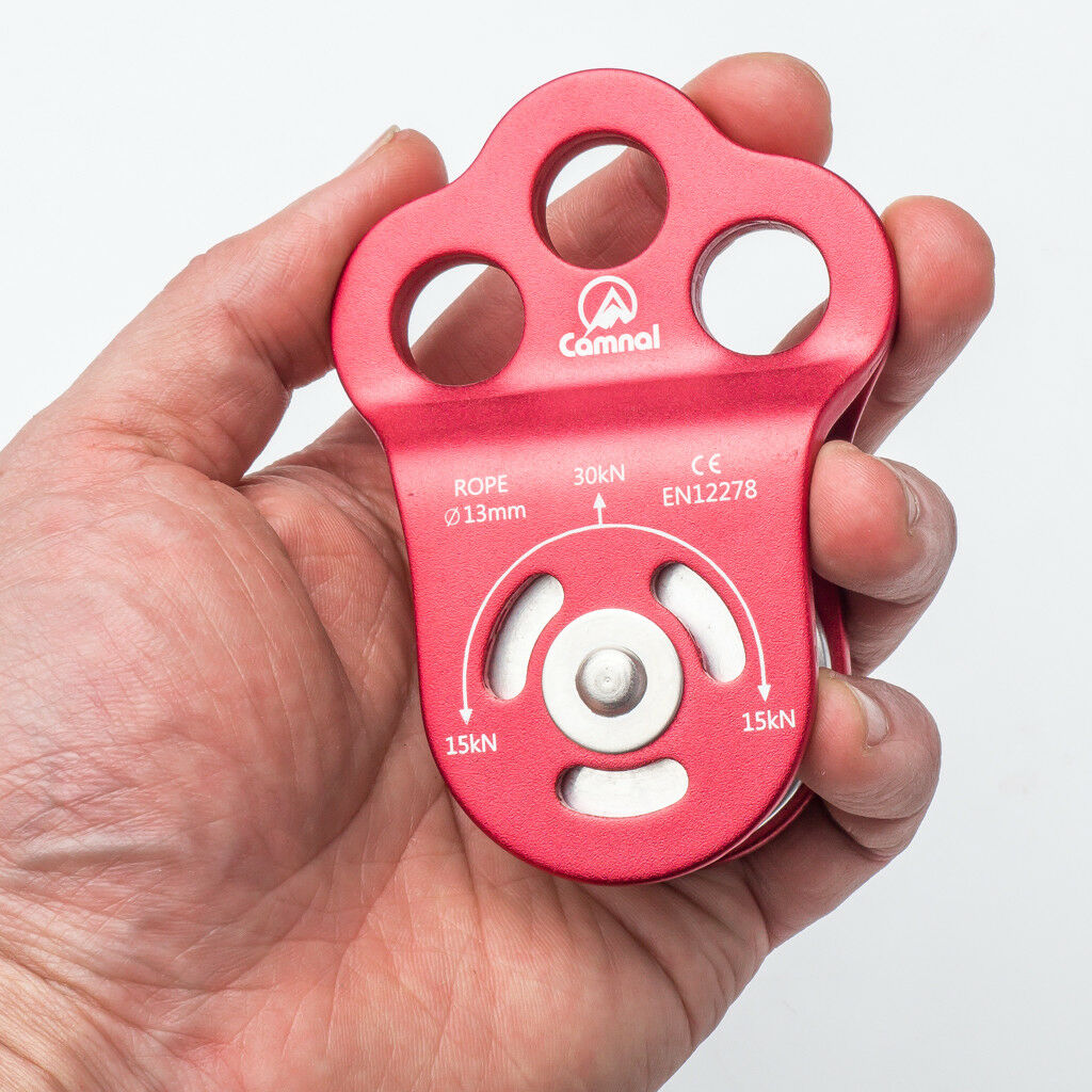 20KN 30KN Climbing Ball Bearing Triple Attachment Pulley for 13mm Rope