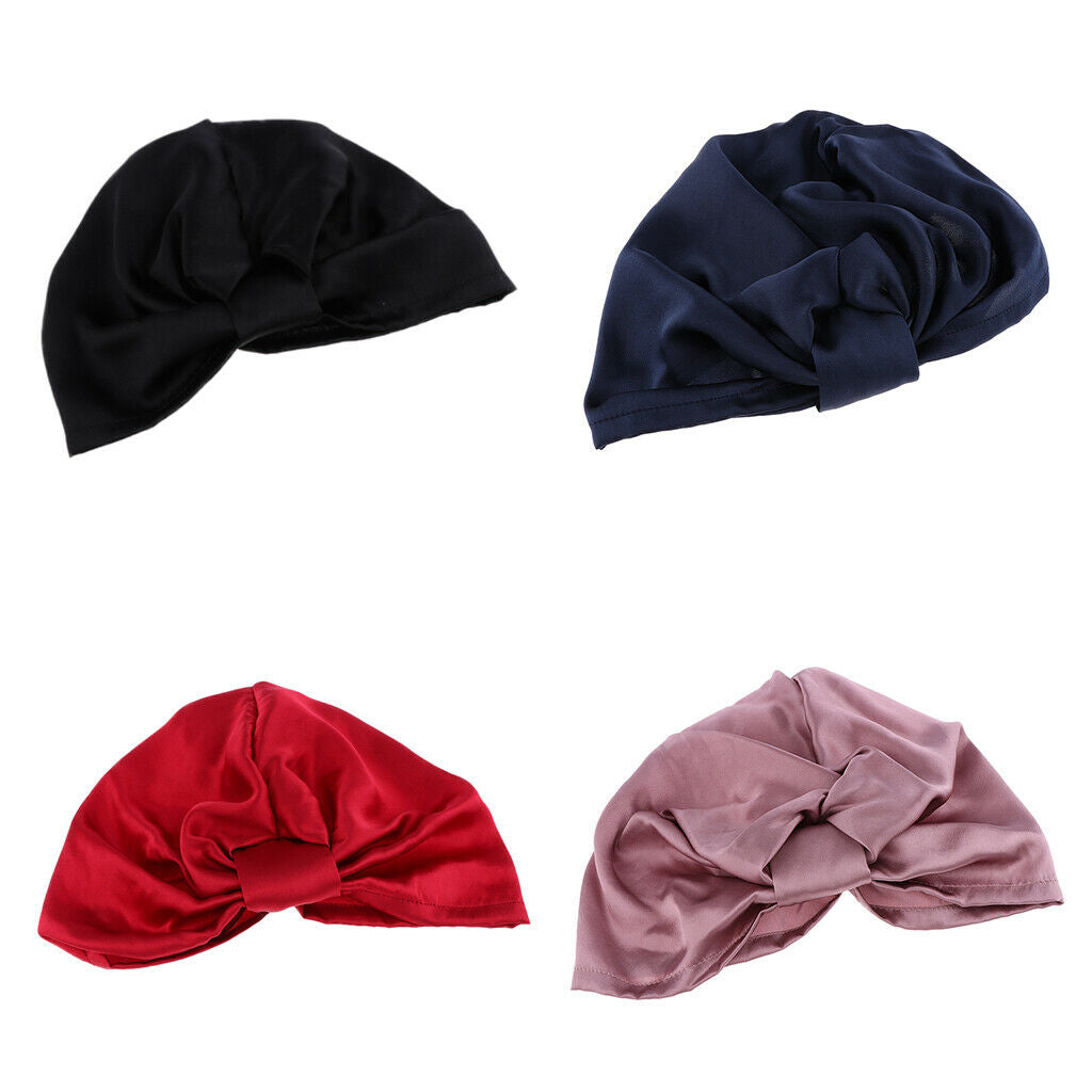 100% Silk Sleeping Sleep Hat Night Hair Care Bonnet Scarves Wrap Elastic
