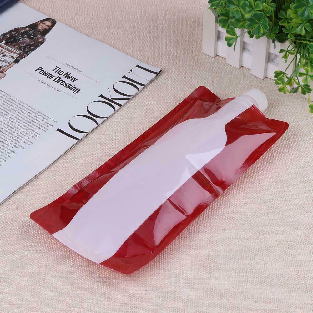Portable 750mL Foldable Outdoor Camping Hiking PE Water Bag (Red) @