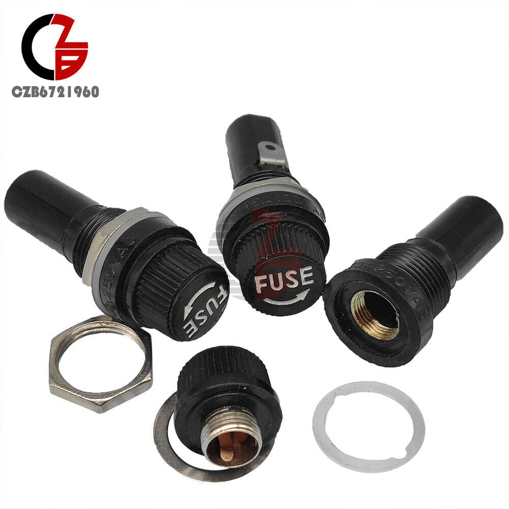 2Pcs Screw Cap Panel Mounted 6x30mm Fuse Holder AC 250V/10A New