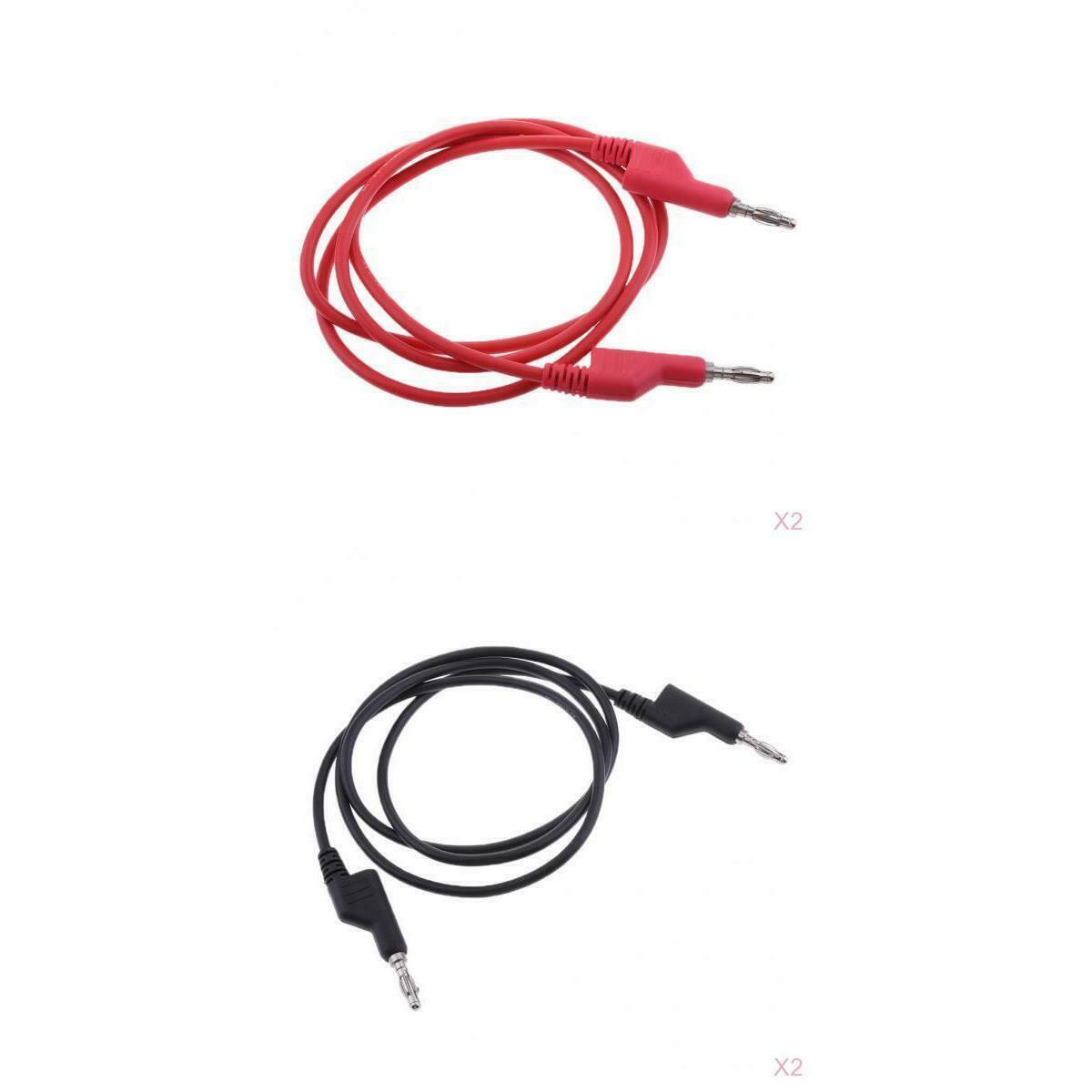 4x 4mm Stackable Banana Plug Wire Silico Test Cable for Multimeter  Black