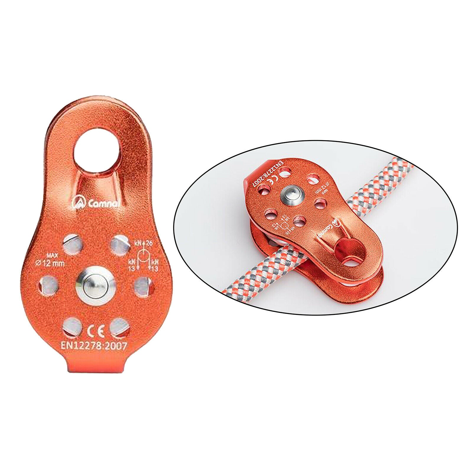 26KN Triple Attachment Pulley / Hitch Climbing Arborist for 12mm Rope Orange