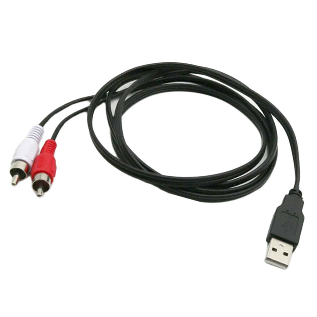 USB A Male Plug To 2 RCA Female Cable Adapter TV Television Connector Cable