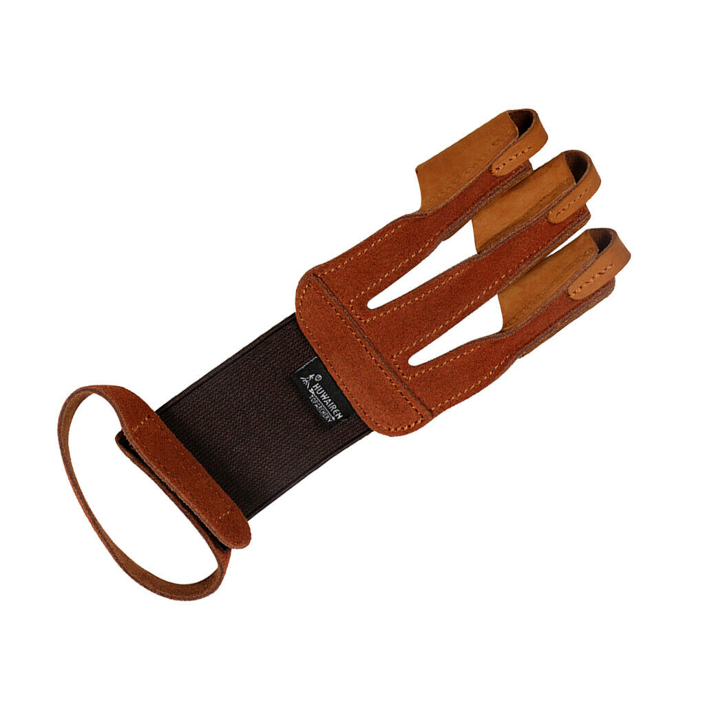 Archery Hand Finger Protect Glove Bow Arrow Hunting Shooting Glove Brown