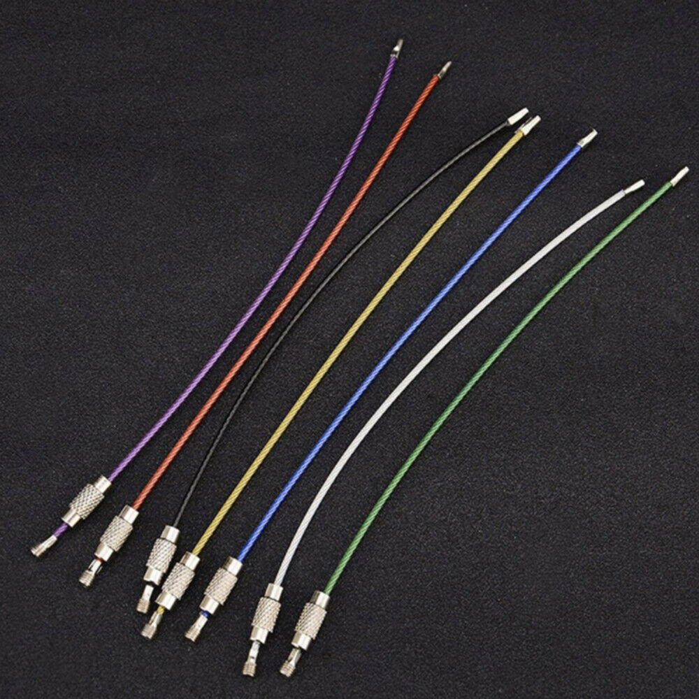 5Pcs EDC Keychain Carabiner Key Holder Wire Keyrings Cable Rope Screw Locking