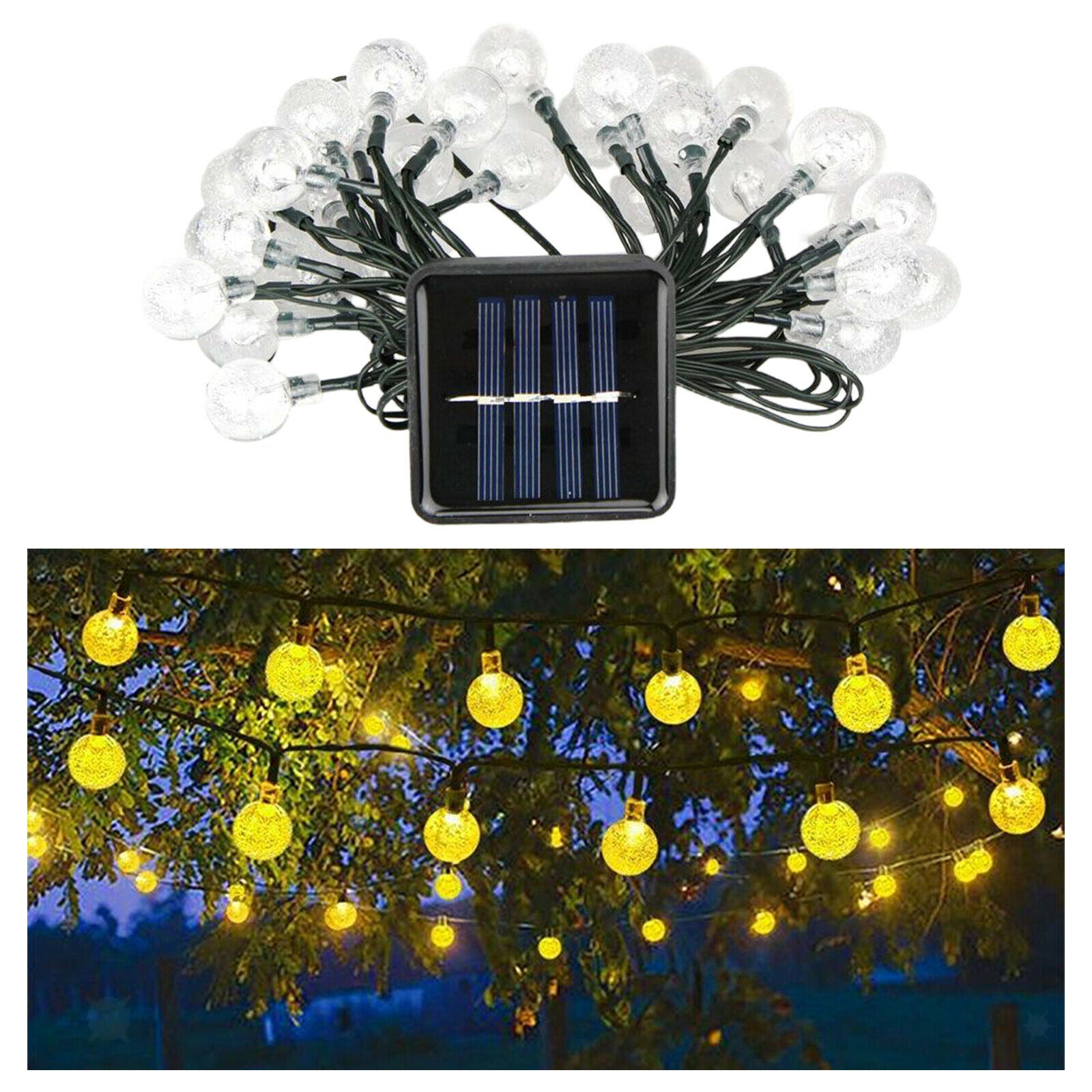 Solar Bulb Indoor Outdoor String Light Christmas Fairy Lights 12M 100LED