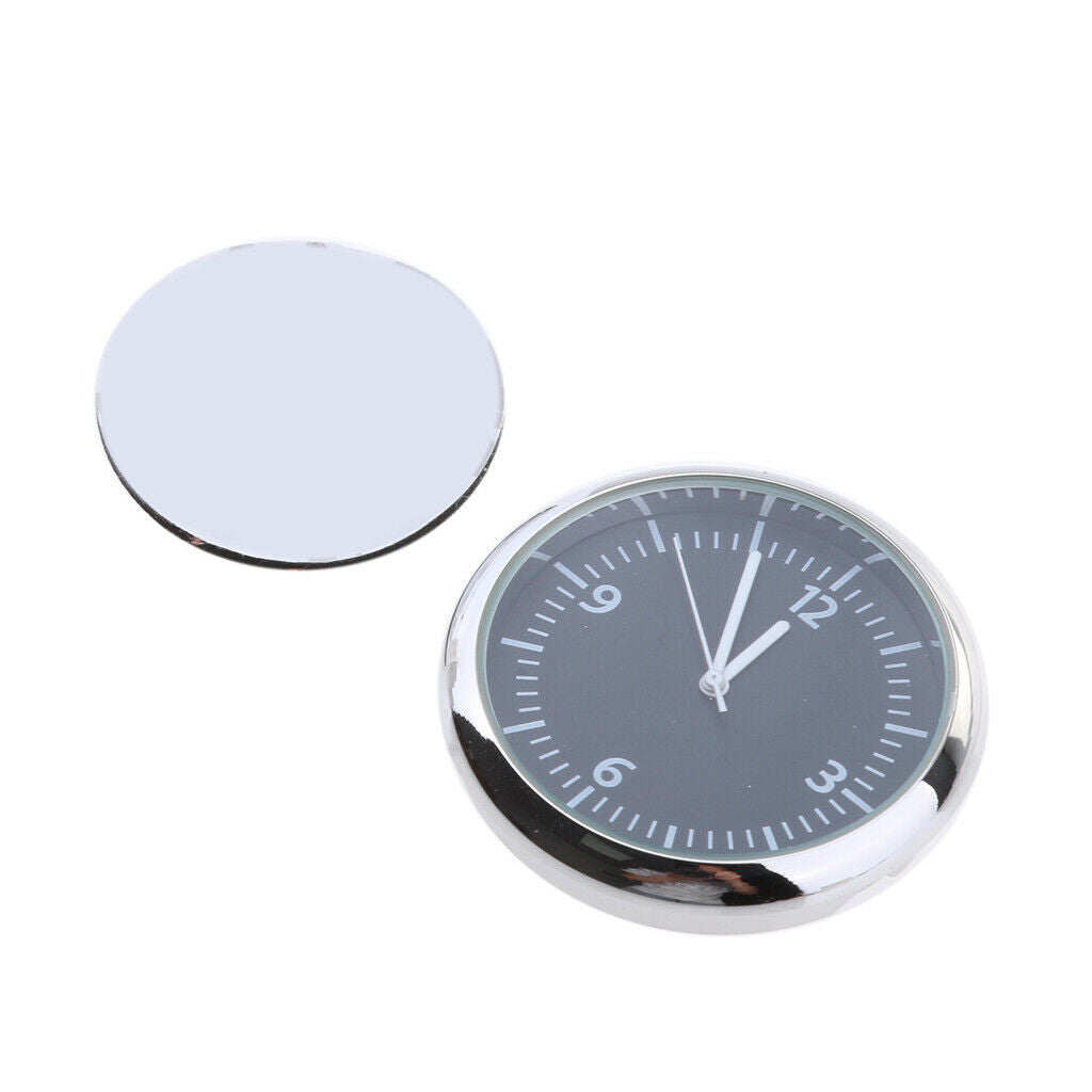 Car Dashboard Clock Classic Table Mini Quartz Clock Stick-On Clock Black