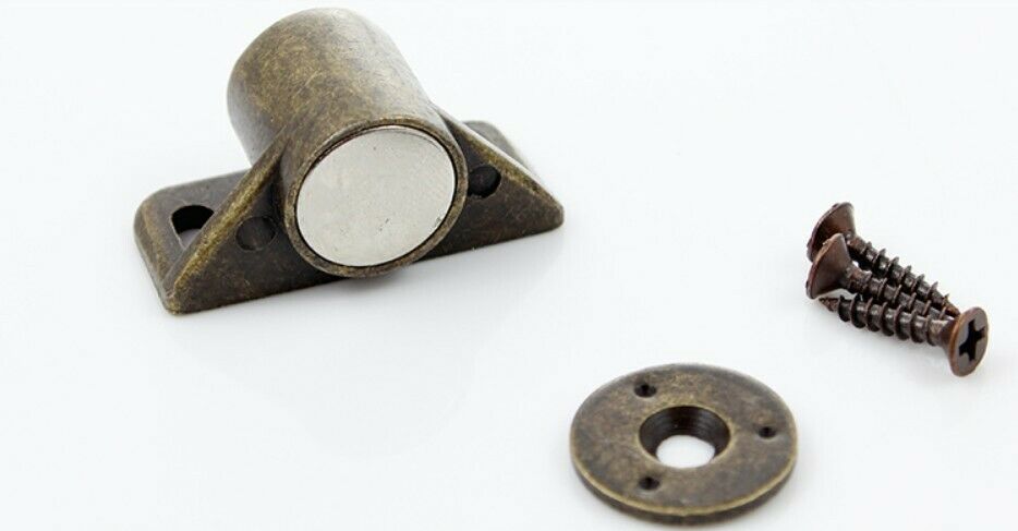 Cabinet Door Magnetic Latch Catch Zinc Alloy with Screws Bronze Tone 1pc