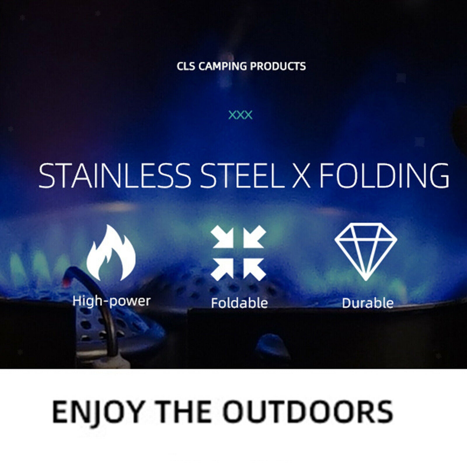 5800W Windproof Camping Stove Backpack Stove 3 Furnaces Heads for Picnic