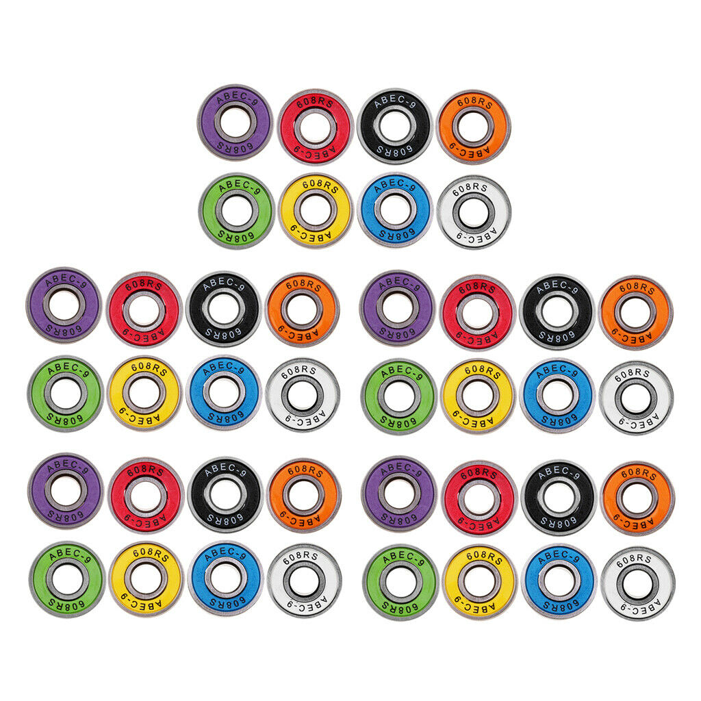 40 Pieces Frictionless Abec 9 Skateboard Bearing for Longboard Hockey Roller