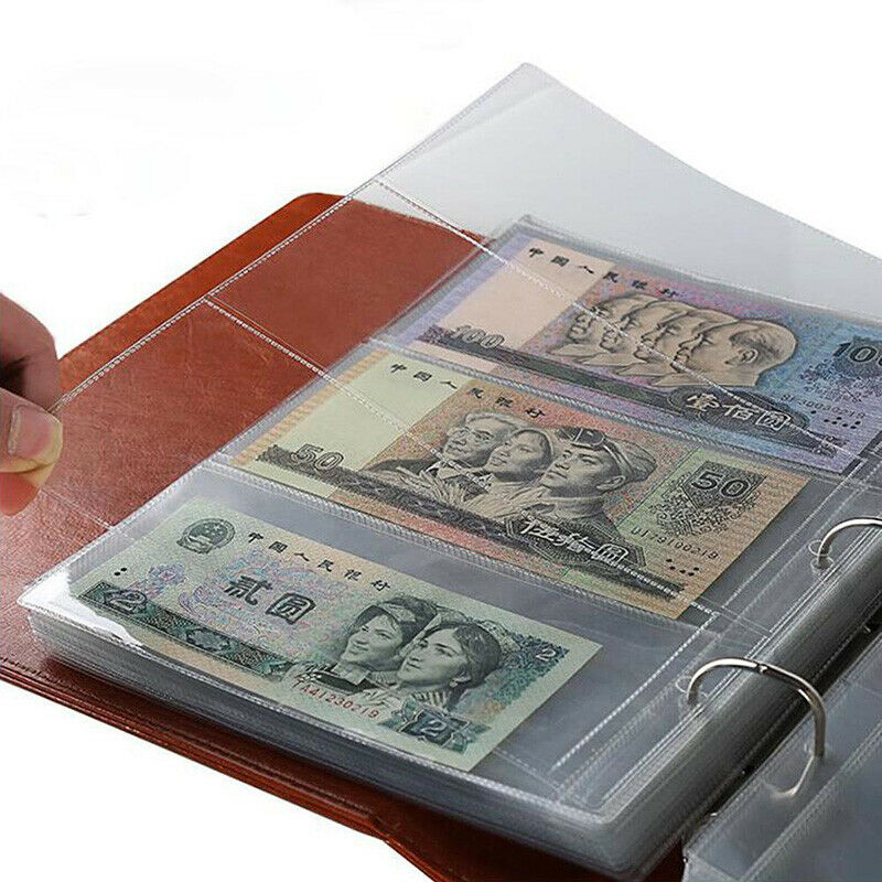 5Pcs Paper Money Holder Banknote Album Folder Page Loose Leaf Collection Storage
